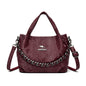 Niche Chain Versatile Genuine Leather Pleated Shoulder Bag