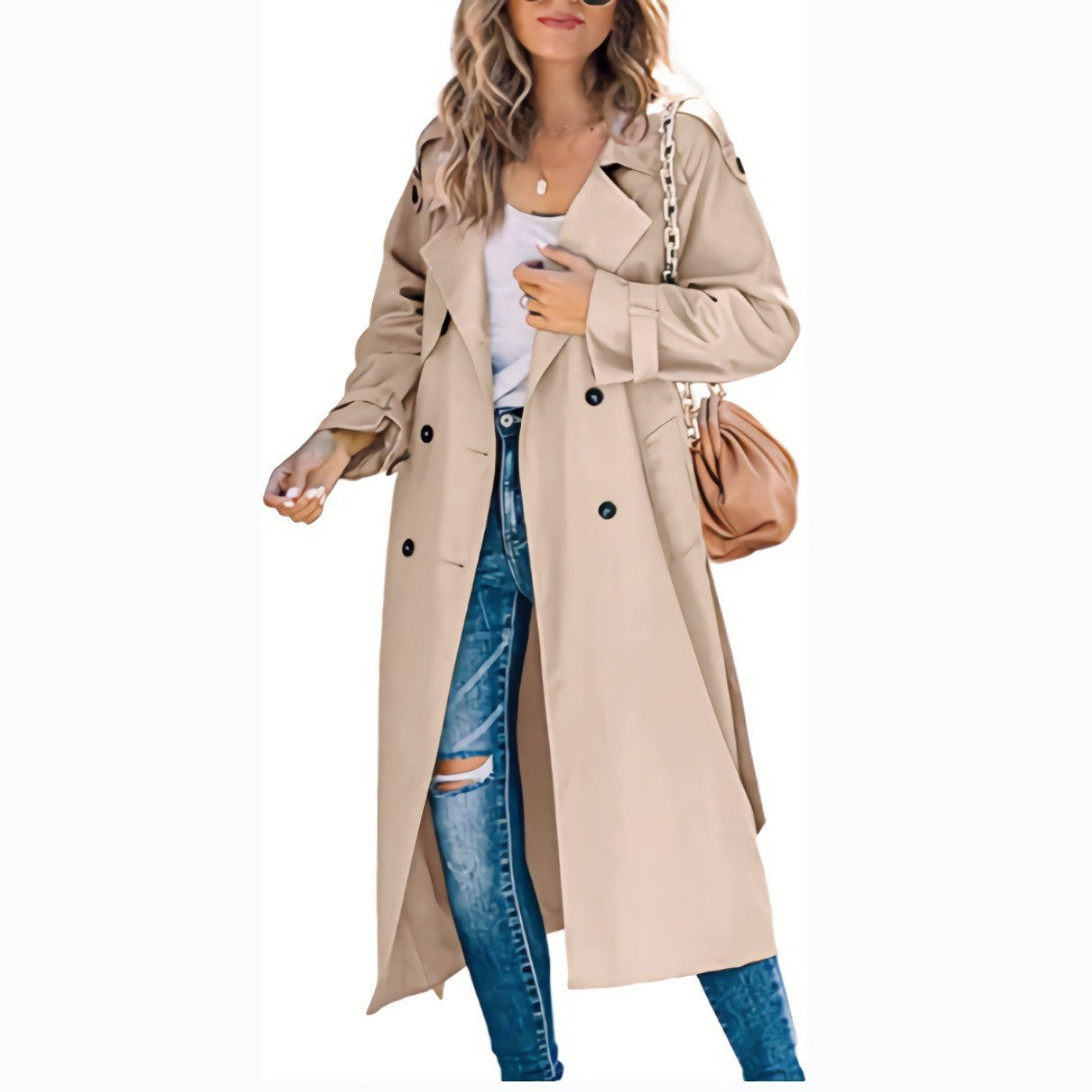 Women's Autumn/Winter Trench CoatOuterwear Long Sleeve Double-Breasted Notch Lapel Straight Fit Wool Blend Casual Wear