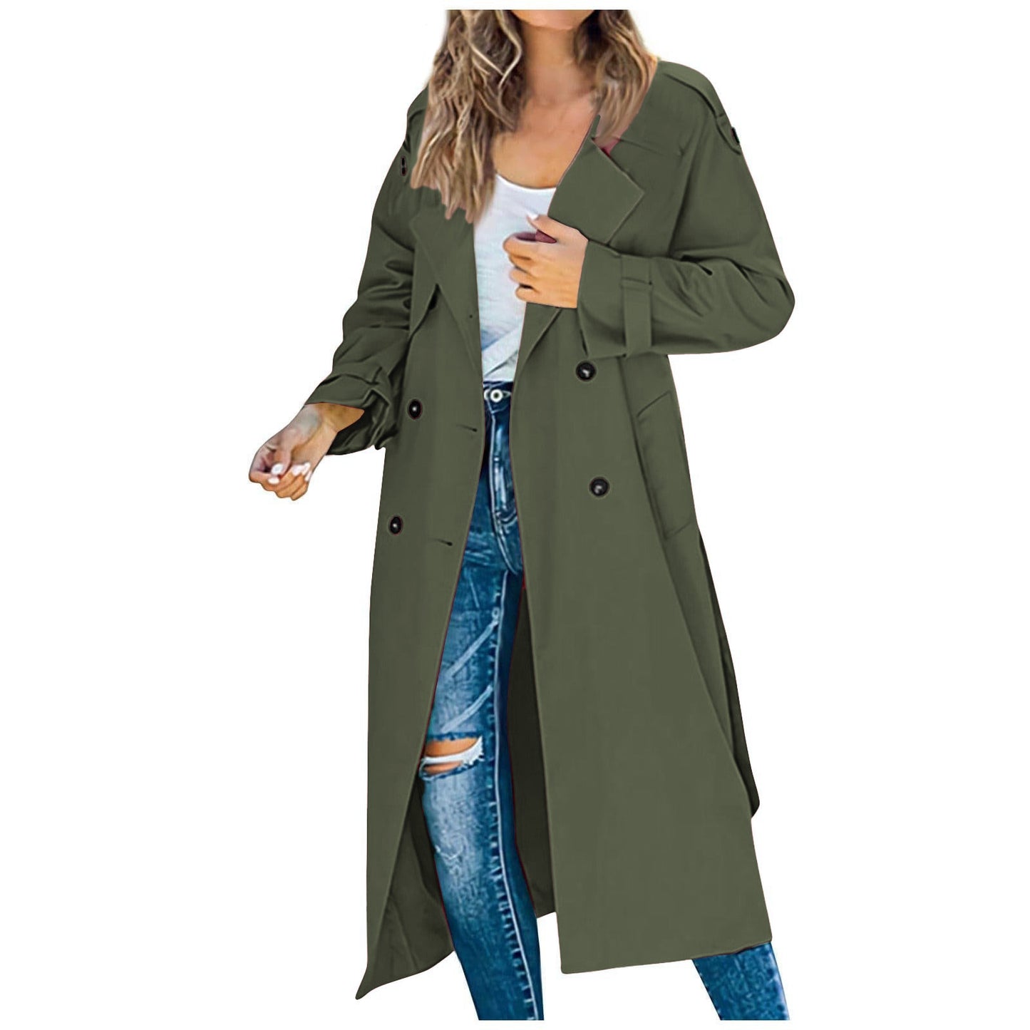 Women's Autumn/Winter Trench CoatOuterwear Long Sleeve Double-Breasted Notch Lapel Straight Fit Wool Blend Casual Wear