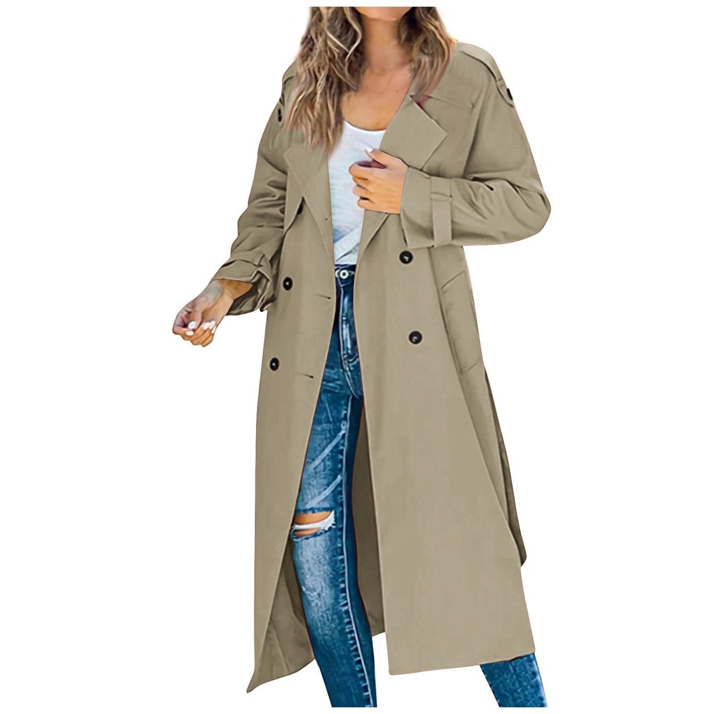 Women's Autumn/Winter Trench CoatOuterwear Long Sleeve Double-Breasted Notch Lapel Straight Fit Wool Blend Casual Wear