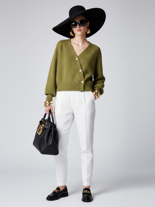 Olive Cropped Knit Cardigan LUDLOW – BYMANYC® New York