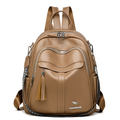 New Multi-functional Hand-held Genuine Leather Tassel Backpack