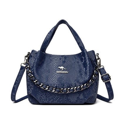 Niche Chain Versatile Genuine Leather Pleated Shoulder Bag